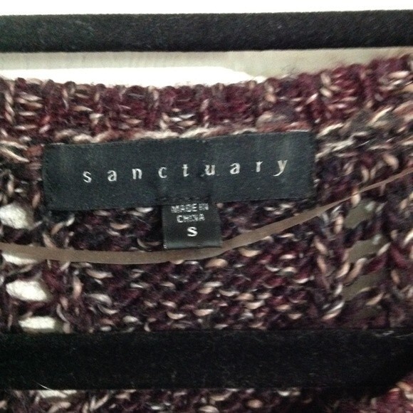 SANCTUARY Maroon Tan Marled Knit Crewneck Pullover Sweater Small High Low Hem - Picture 4 of 7